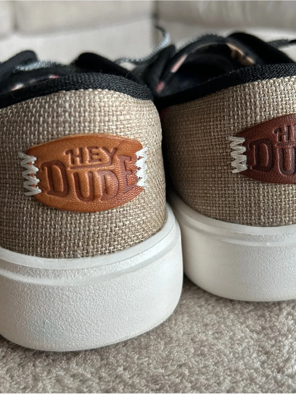 Black Hey Dude Sneakers with White Sole